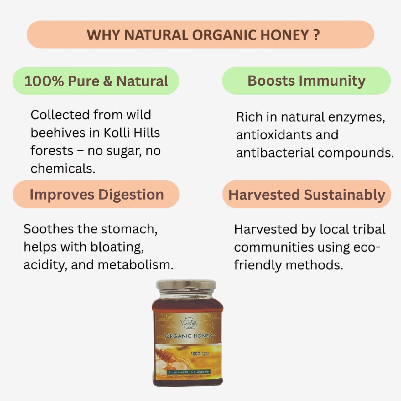 Veena Natural Organic Honey - 500g