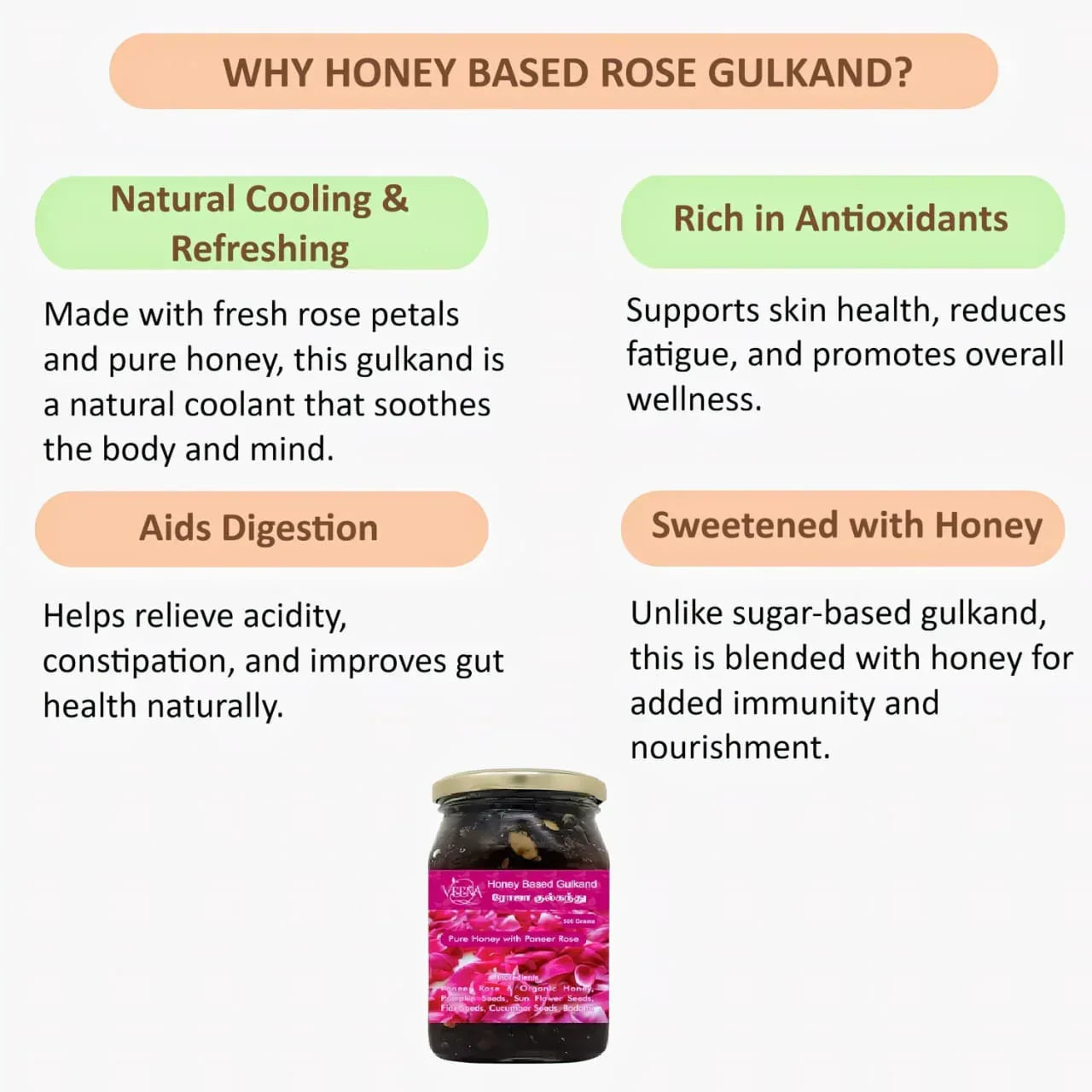 Veena Honey Based Rose Gulkand - 220 g - Orgoshops