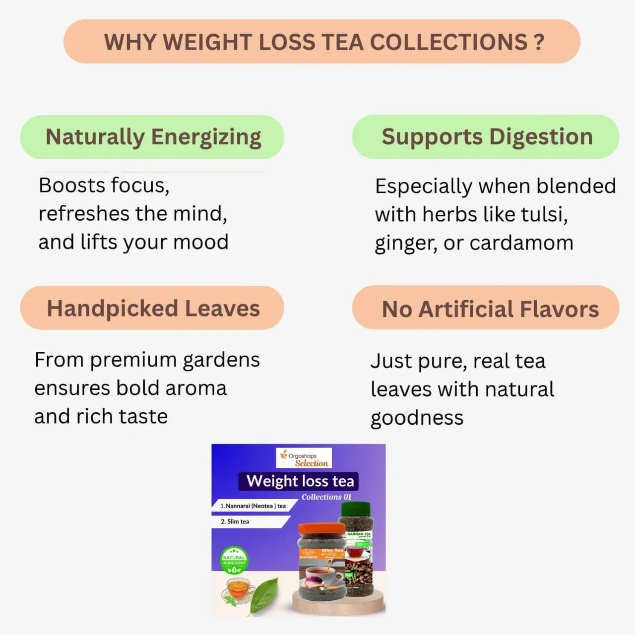 Veena Weight Loss Tea Collections T12 | Combo of Slim Tea – 100 g , Nannarai Tea – 100g - Orgoshops