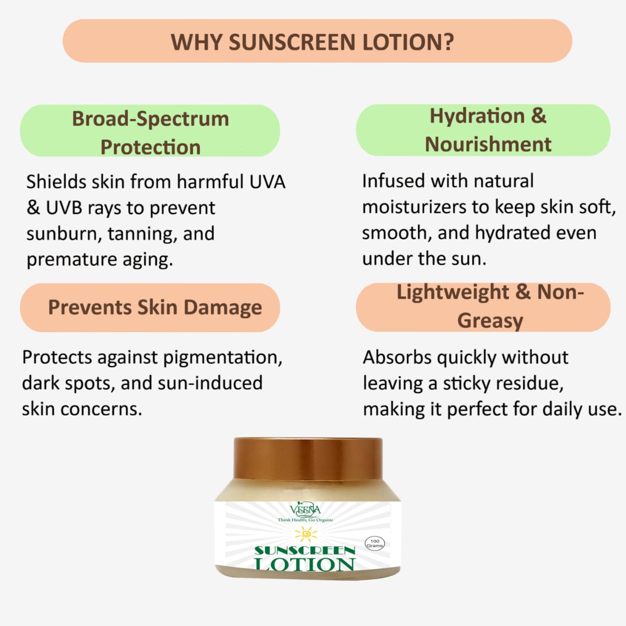 Veena Sunscreen Lotion - 50g ( Pack of 2 )