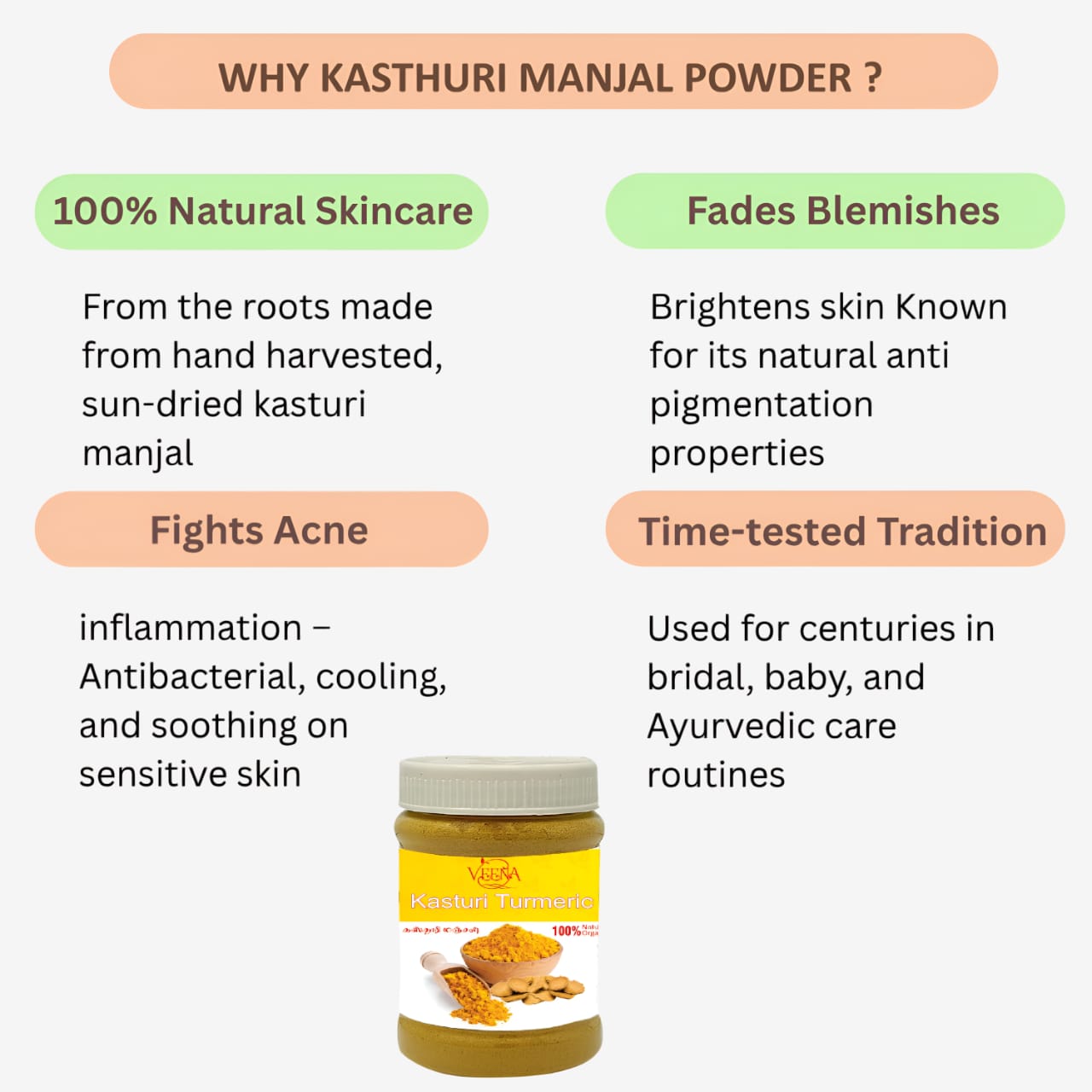 Veena Wild Yellow Turmeric Kasthuri Manjal - 200g ( Pack of 2 )