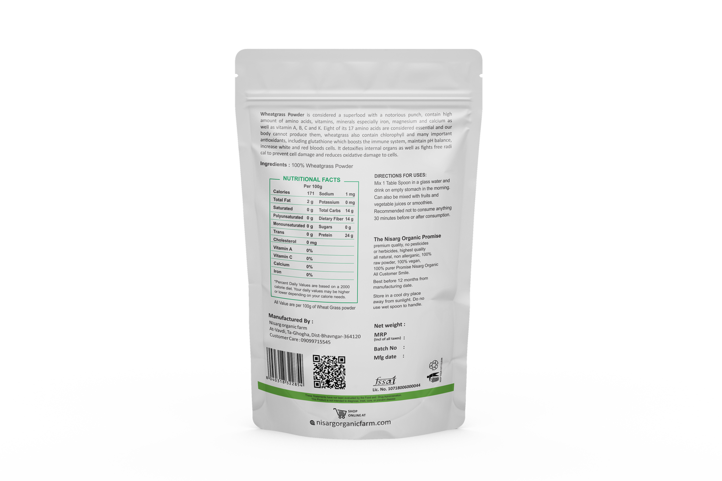 Nisarg Organic Farm Wheatgrass Powder