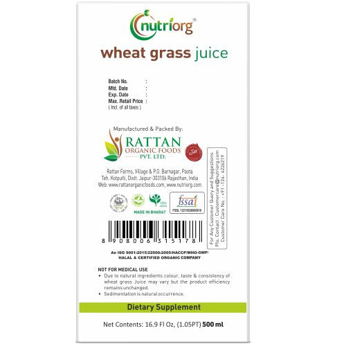 Nutriorg Wheatgrass Juice - 500ml