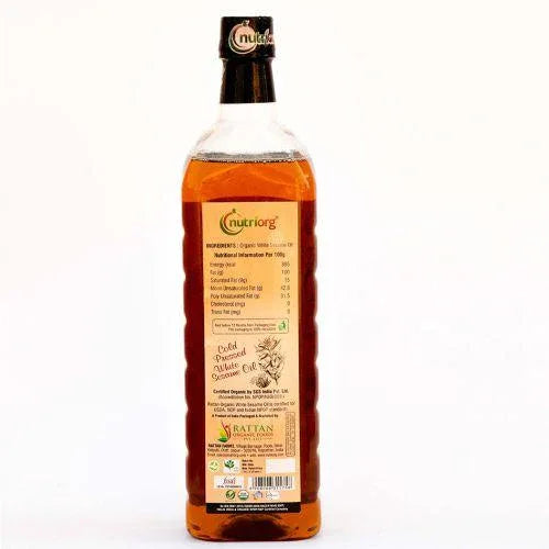 Nutriorgo Certified Organic White Sesame Oil - 500ml ( Glass Bottle ) - Orgoshops