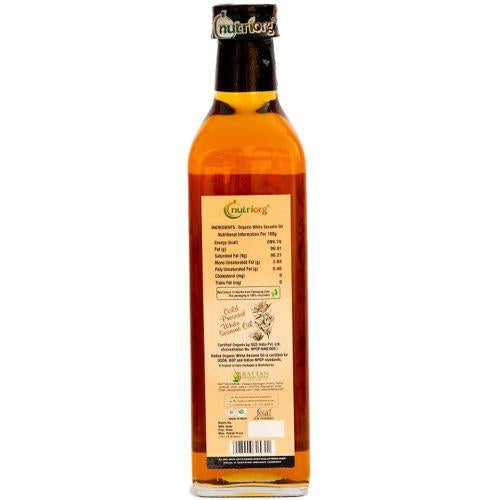 Nutriorgo Certified Organic White Sesame Oil - 500ml ( Glass Bottle )