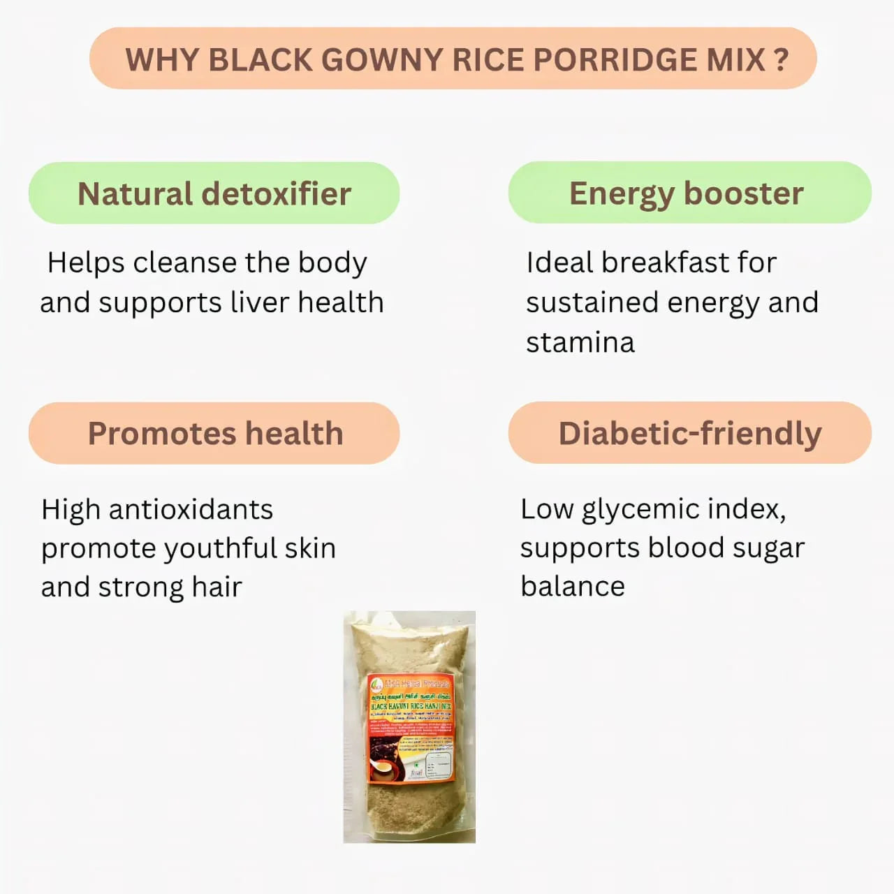 MKA Herbal Black Gowny Rice Porridge Mix - 200 g (Pack of 2) - Orgoshops