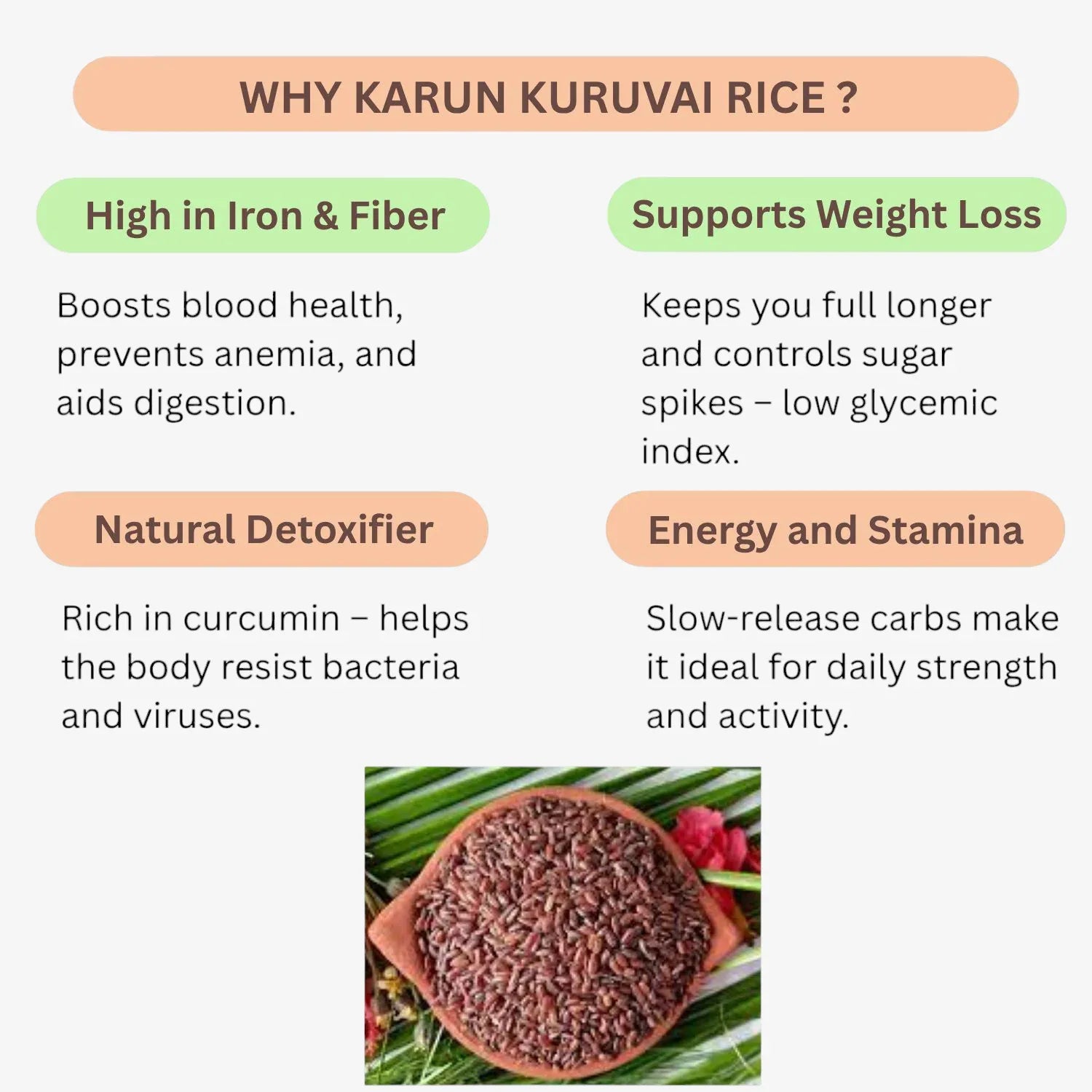 Thaiman Organic Karun Kuruvai Organic Rice / Organic Rice - 2 kg - Orgoshops