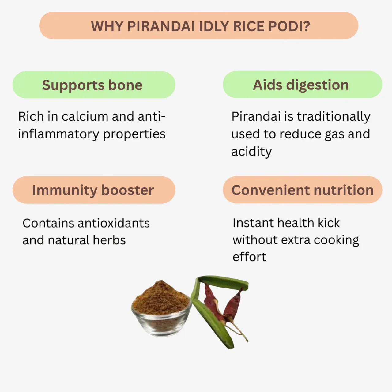 MKA Herbal Pirandai Idili Rice Podi - 100 g (Bye 1 Get 1 Free Offer) - Orgoshops