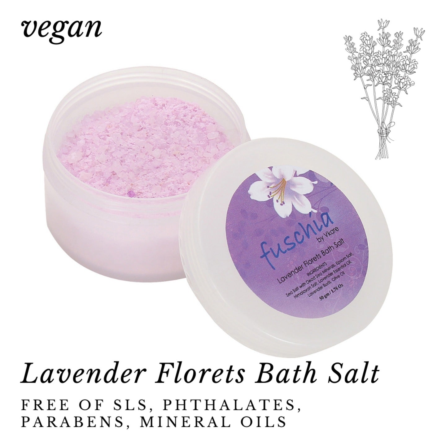 Fuschia - Lavender Florets Bath salt - 50 gms