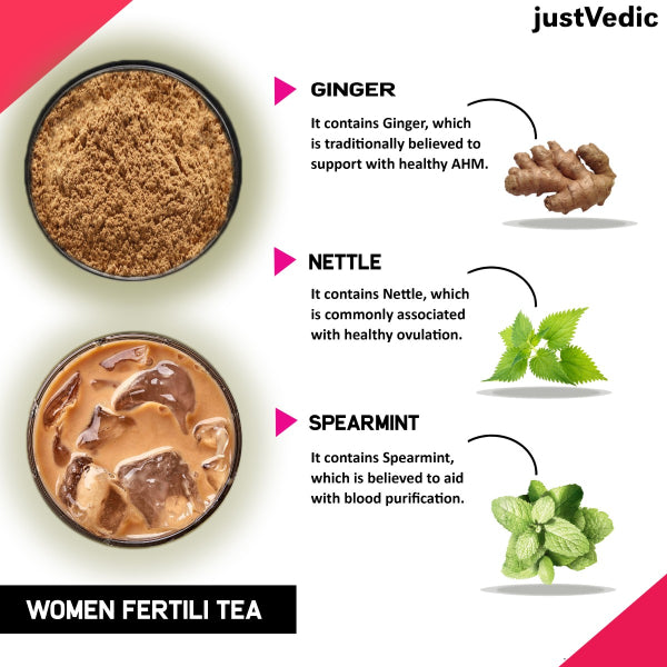 Justvedic Female Fertili Drink Mix - Helps With Fertility And Ovulation-200g (30 Bags)