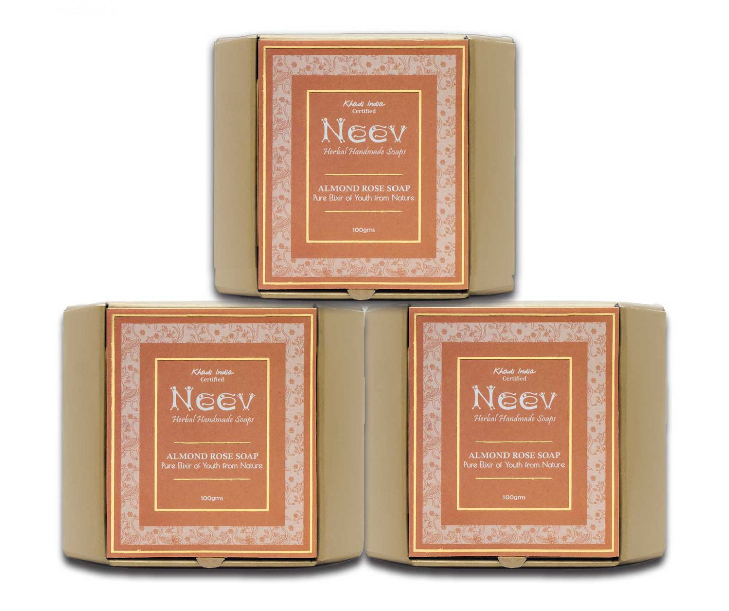 Neev Herbal Handmade Soaps Almond Rose Soap - 100g ( Pack of 3 )