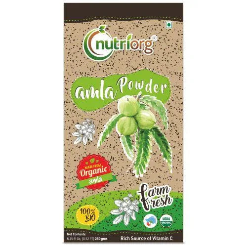 Nutriorg Certified Organic Amla Powder - 100g ( Pack of 3) - Orgoshops