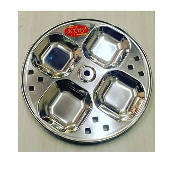 MYNAKSHA Stainless Steel Idly Stand With Square Shaped Idly Plates (3 Plates)