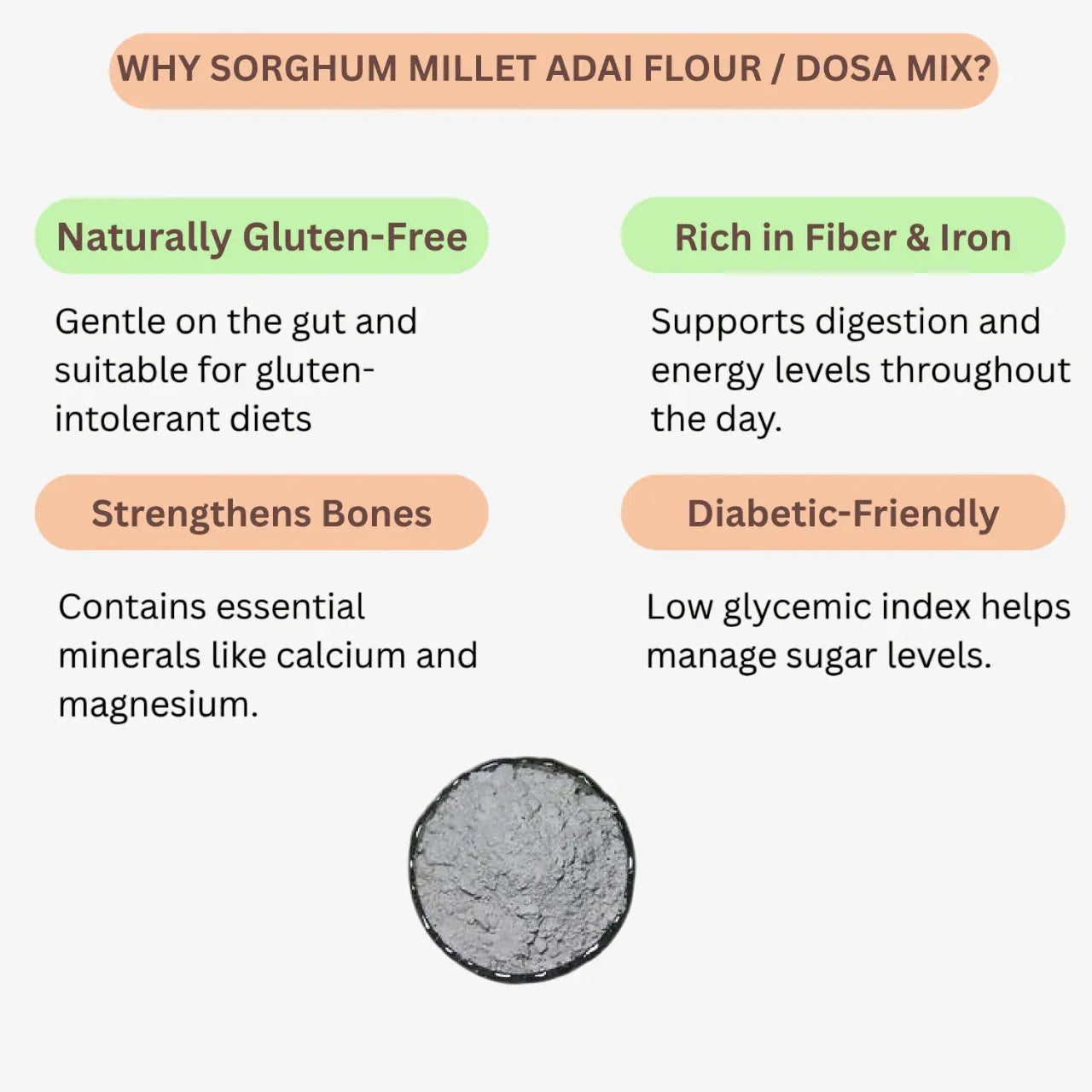 Intake Sorghum Millet Adai Flour / Cholam Adai Flour / Millet Adai Flour - 500 g - Orgoshops