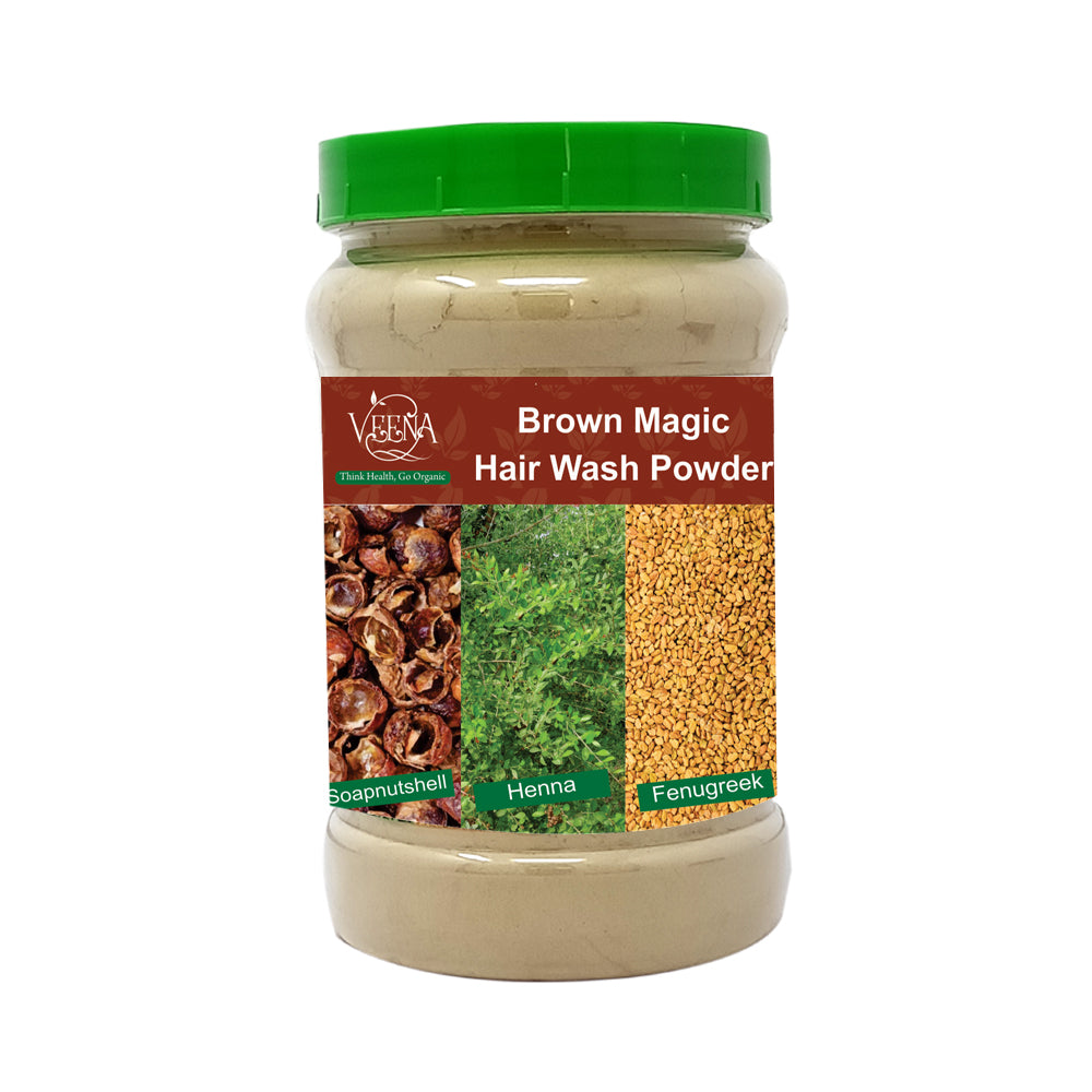 Veena Product Brown Magic Hair Wash Powder - 200g ( Pack of 2 )