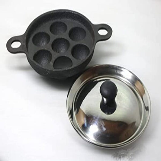 MYNAKSHA Cast Iron Kuzhi Paniyaram Maker Non-Stick 7 Pit