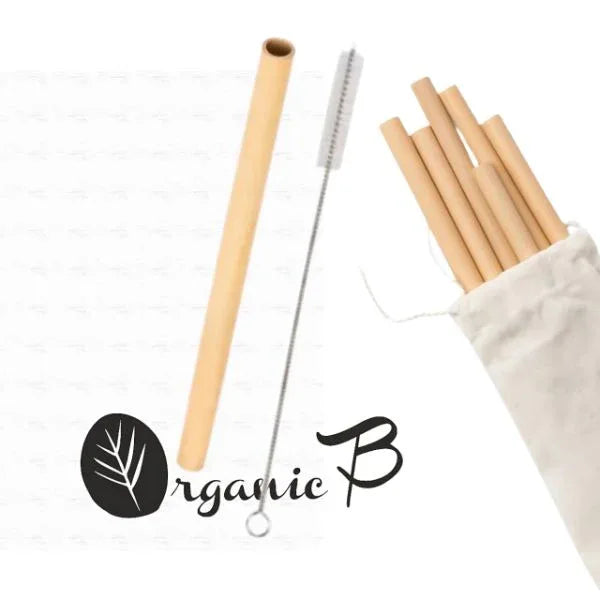 Natural Bamboo Reusable Straws (Pack of 8) With Straw Cleaner-300gm - Orgoshops