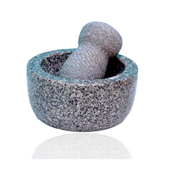 MYNAKSHA Pure Granite Stone Mortar And Pestle Set