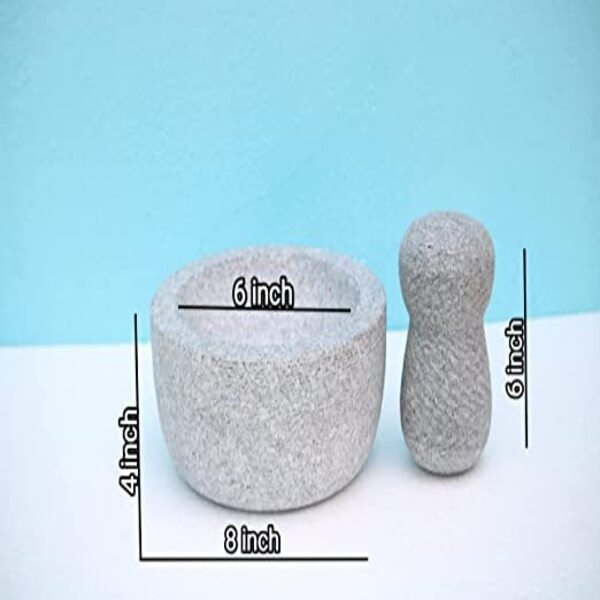 MYNAKSHA Pure Granite Stone Mortar And Pestle Set