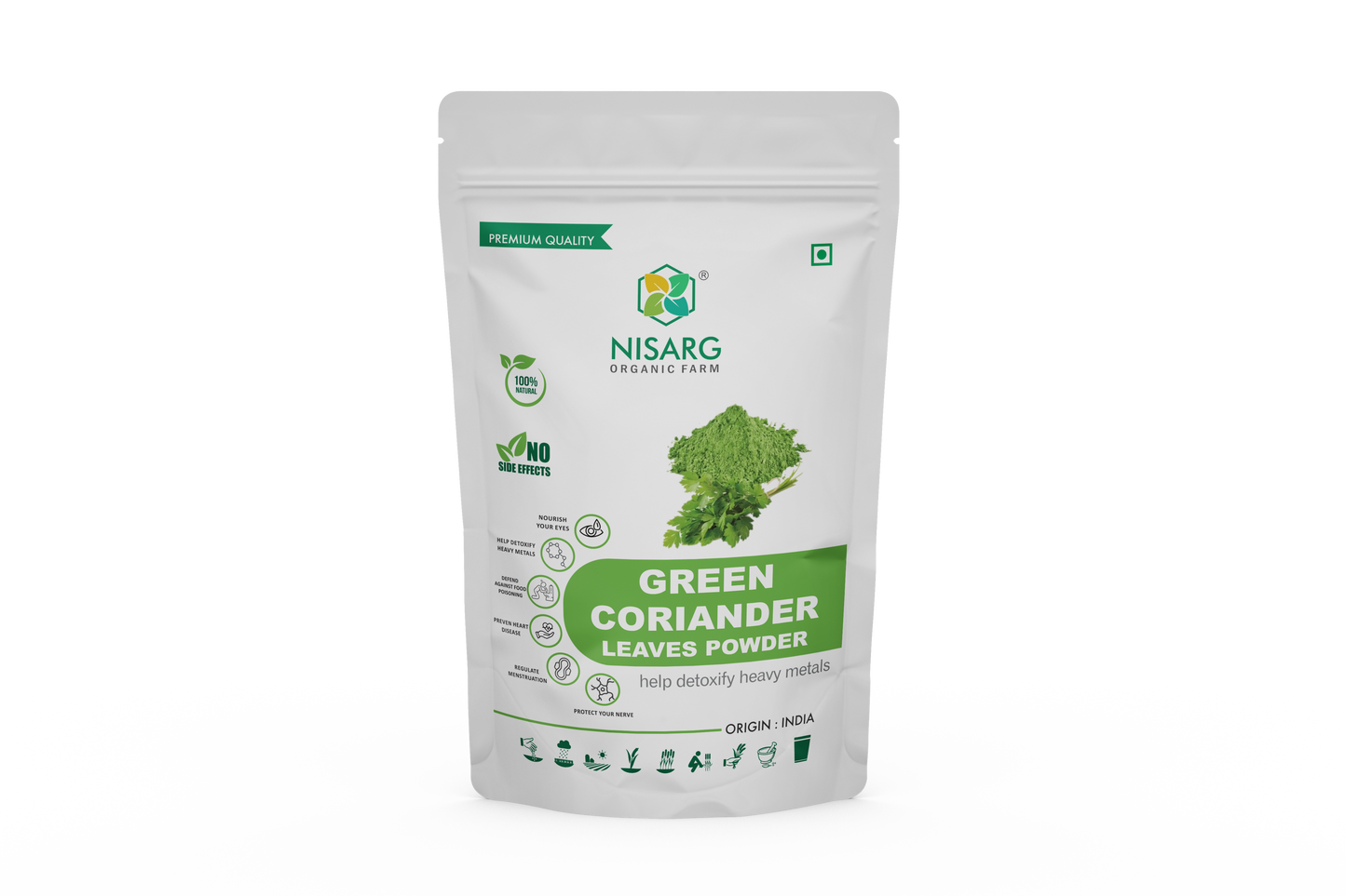 Nisarg Organic Farm Green COriander Leaf Powder