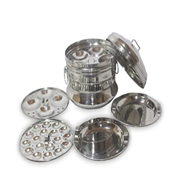 MYNAKSHA Nonstick IdlyMaker / Idli Stand / Pressure Cooker(3 Plates)Stainless Steel