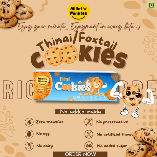 Millet 'n' Minutes Foxtail Cookies / Thinai Cookies - 50 g (Pack of 3)