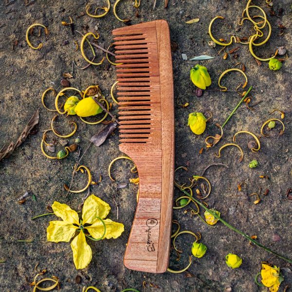 Neem Wood Comb With Handle (Narrow)-300gm