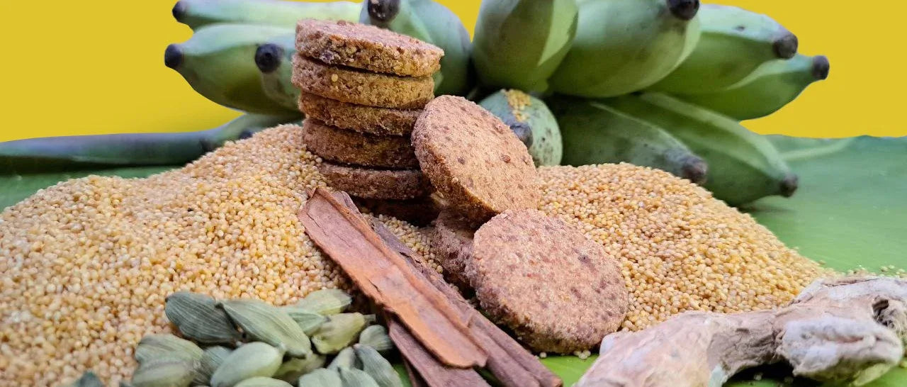 தினை & வாழை பிஸ்கட் /Foxtail millet- 250g (26 Biscuits) - Orgoshops