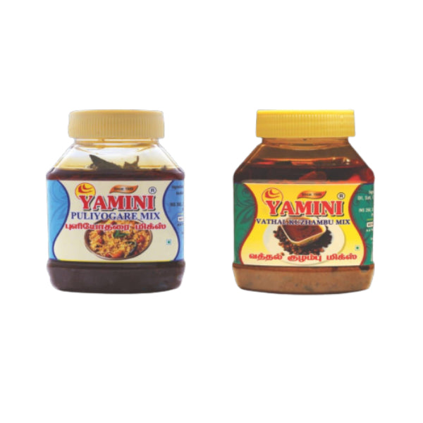 Yamini Foods Puliyotharai Mix / Vathal Kuzhambu Mix Combo Pack Each 500g