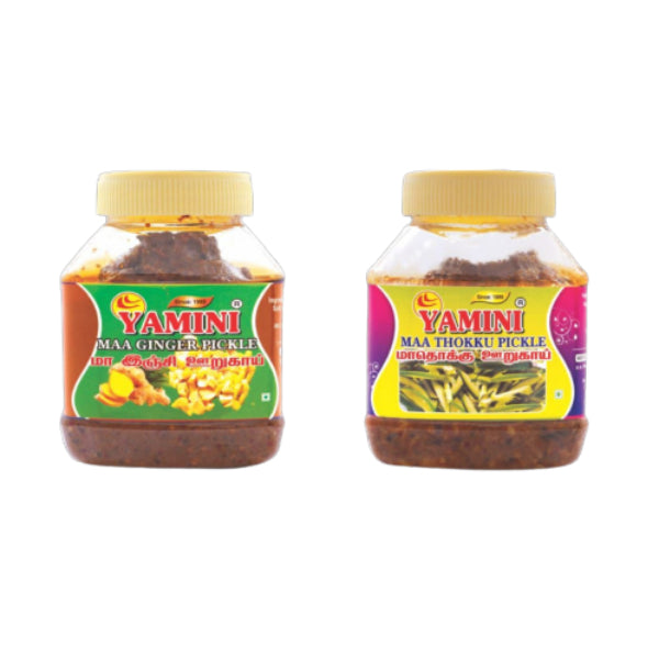 Yamini Foods Maa Ginger Pickle / Maa Thokku Orugai / Orugai Combo Pack Each 500g