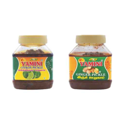 Yamini Foods Citron Pickle / Ginger Pickle / Narthangai Orugai Combo Pack Each 500g