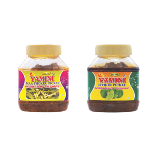 Yamini Foods Maa Thokku Orugai / Citron Pickle / Naaruthagai Orugai Combo Pack Each 500g