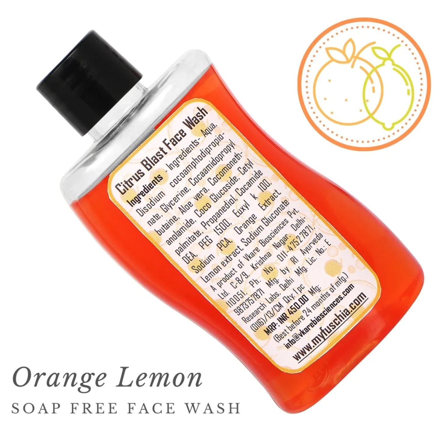 Fuschia Citrus Blast Orange Lemon Soap Free Body Wash - 100ml - Orgoshops