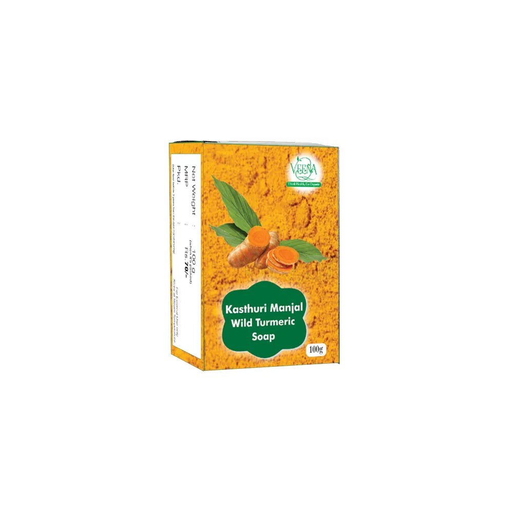 Veena Kasthuri Manjal Natural Soap - 100g ( pack of 3 ) - Orgoshops