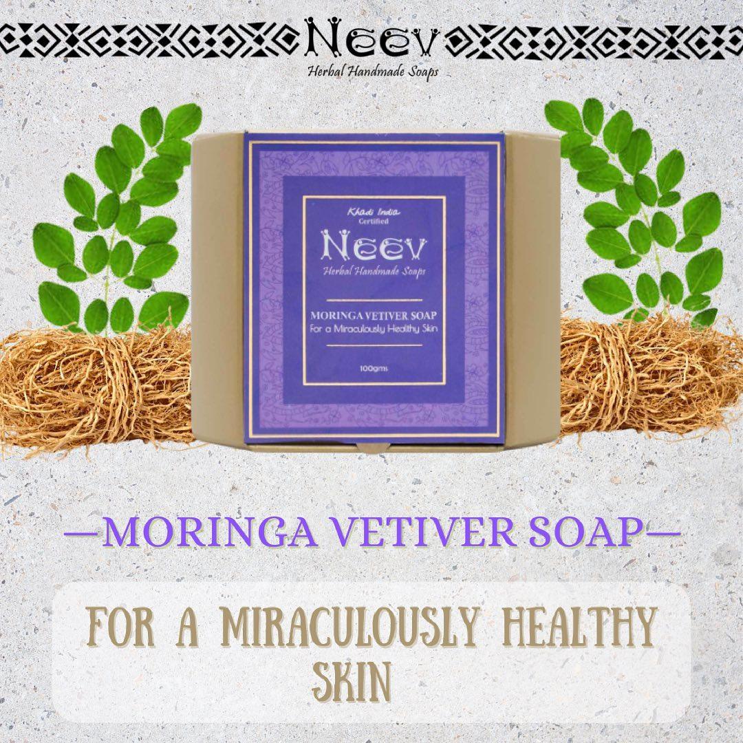 Neev Herbal Handmade Soaps Moringa Vetiver Soap, 100g ( Pack of 3 ) - Orgoshops