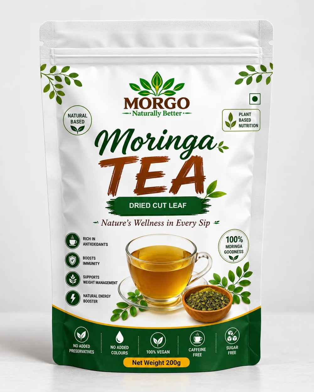MORGO Moringa Tea Cut Powder – 200g