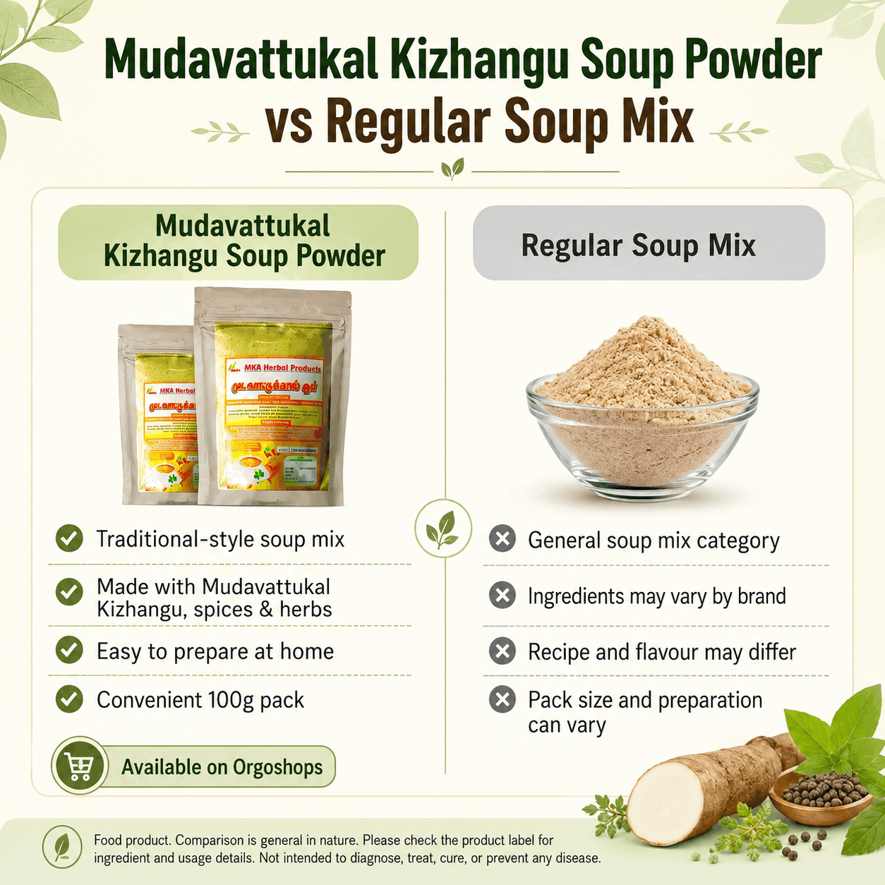 Buy MKA Herbal Mudavattukal Kilangu Soup Powder 100g in India