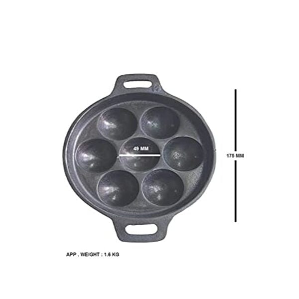 Naksha Cookwares, Premium Cast Iron Paniyaram Chatti 7Pit