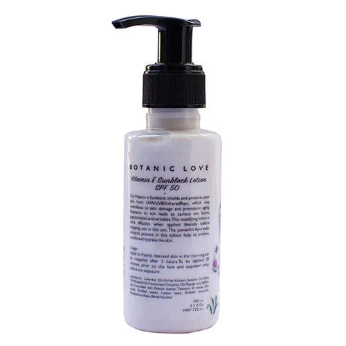 Botanic Love Vitamin E Sunblock Lotion SPF 50 - 100ml - Orgoshops