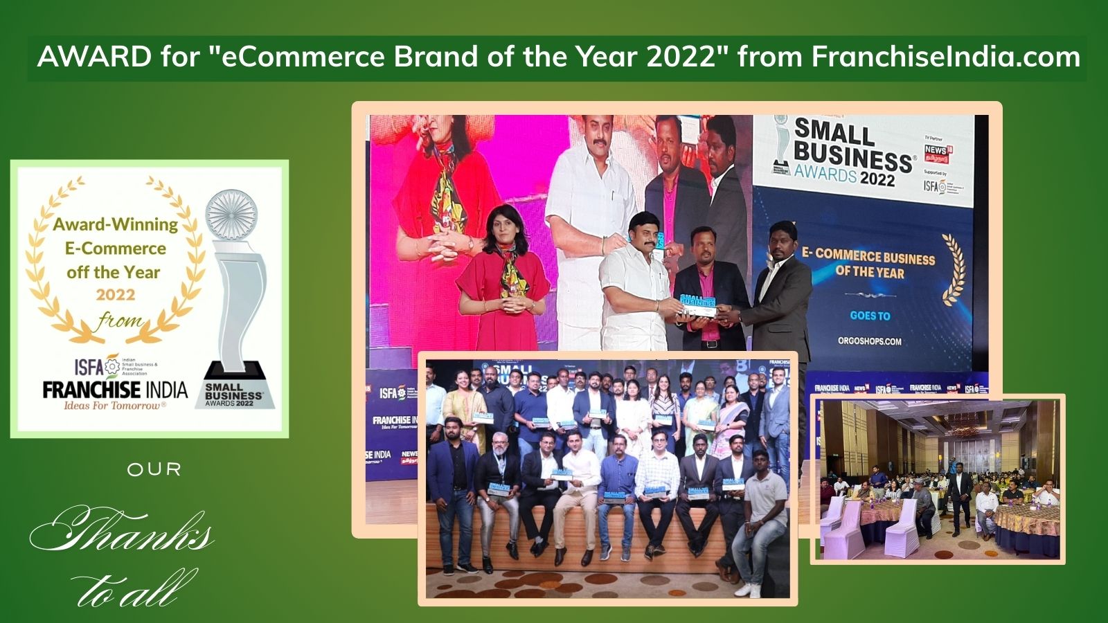 Orgoshops eCommerce Brand of the Year 2022 award