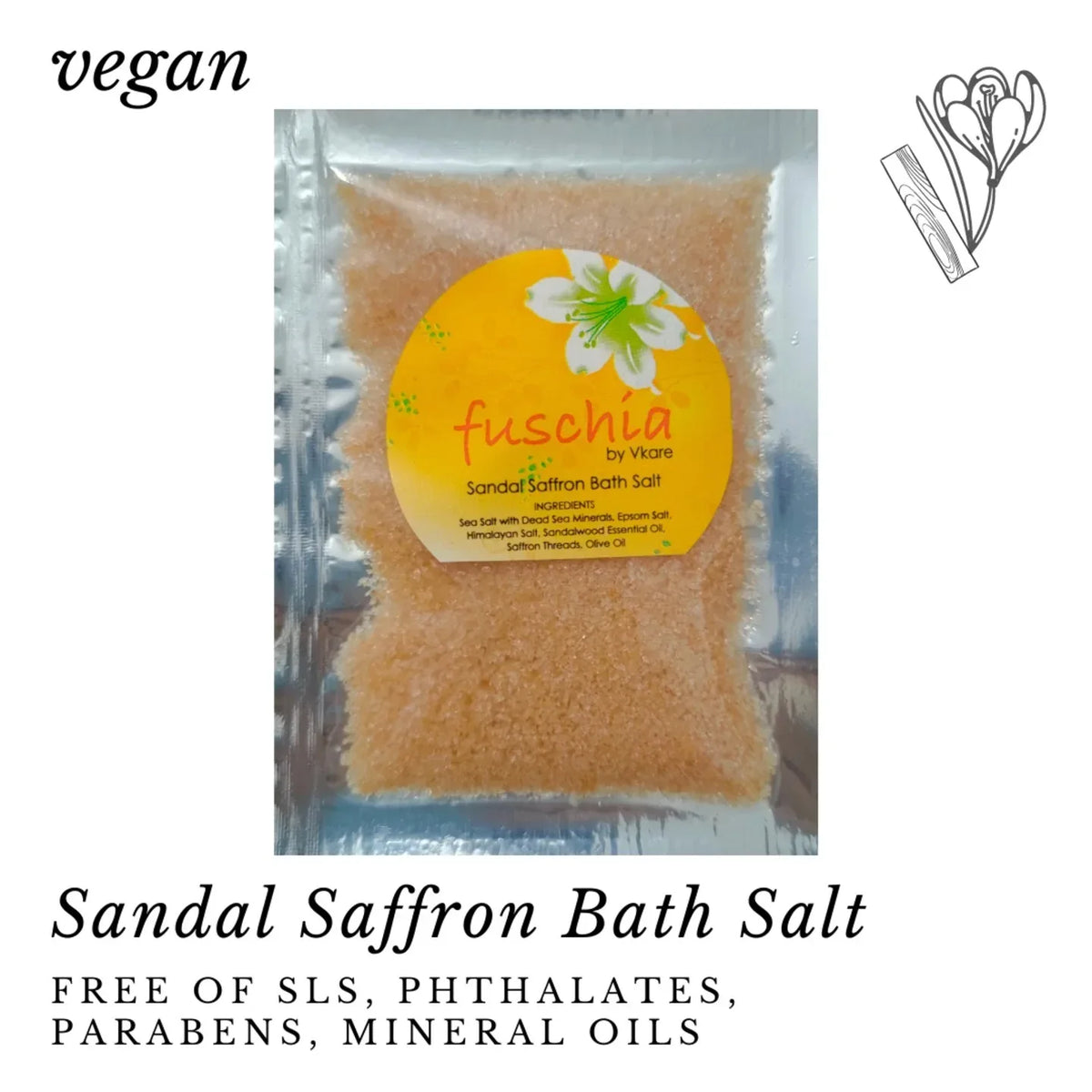 Fuschia - Sandal Saffron Bath salt - 15 gms(PACK OF 3) - Orgoshops