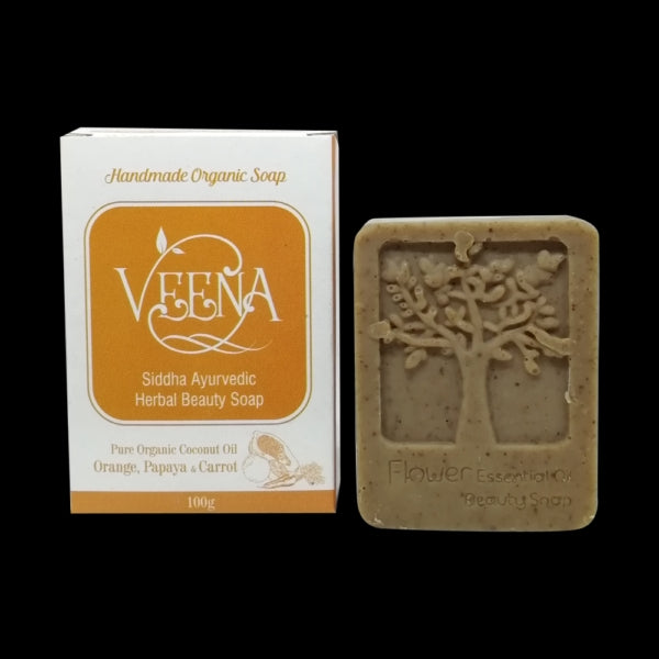 Veena products Papayya & Orange Natural Essential Oil Soap - 100g ( Pack of 3 )