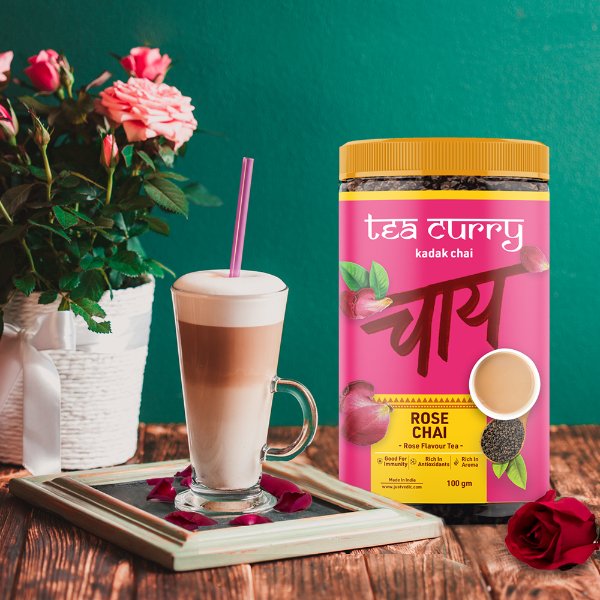 Teacurry Rose Chai /Rose Flavored Chai For Immunity, Skin Glow, Stress-100g