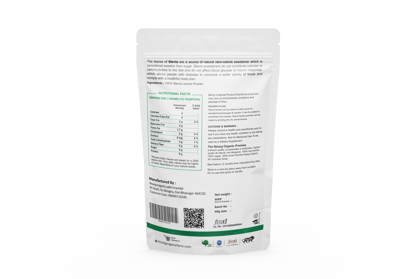 Nisarg Organic Farm Stevia Leaf Powder