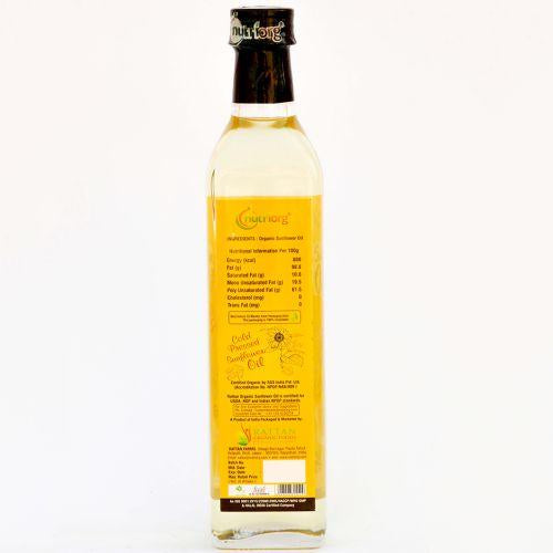 Nutriorgo Certified Organic Sunflower Oil - 500ml Glass Bottle