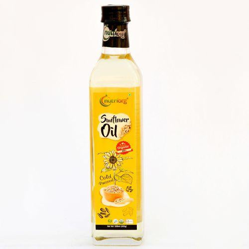 Nutriorgo Certified Organic Sunflower Oil - 500ml Glass Bottle