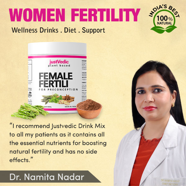 Justvedic Female Fertili Drink Mix - Helps With Fertility And Ovulation-200g (30 Bags)