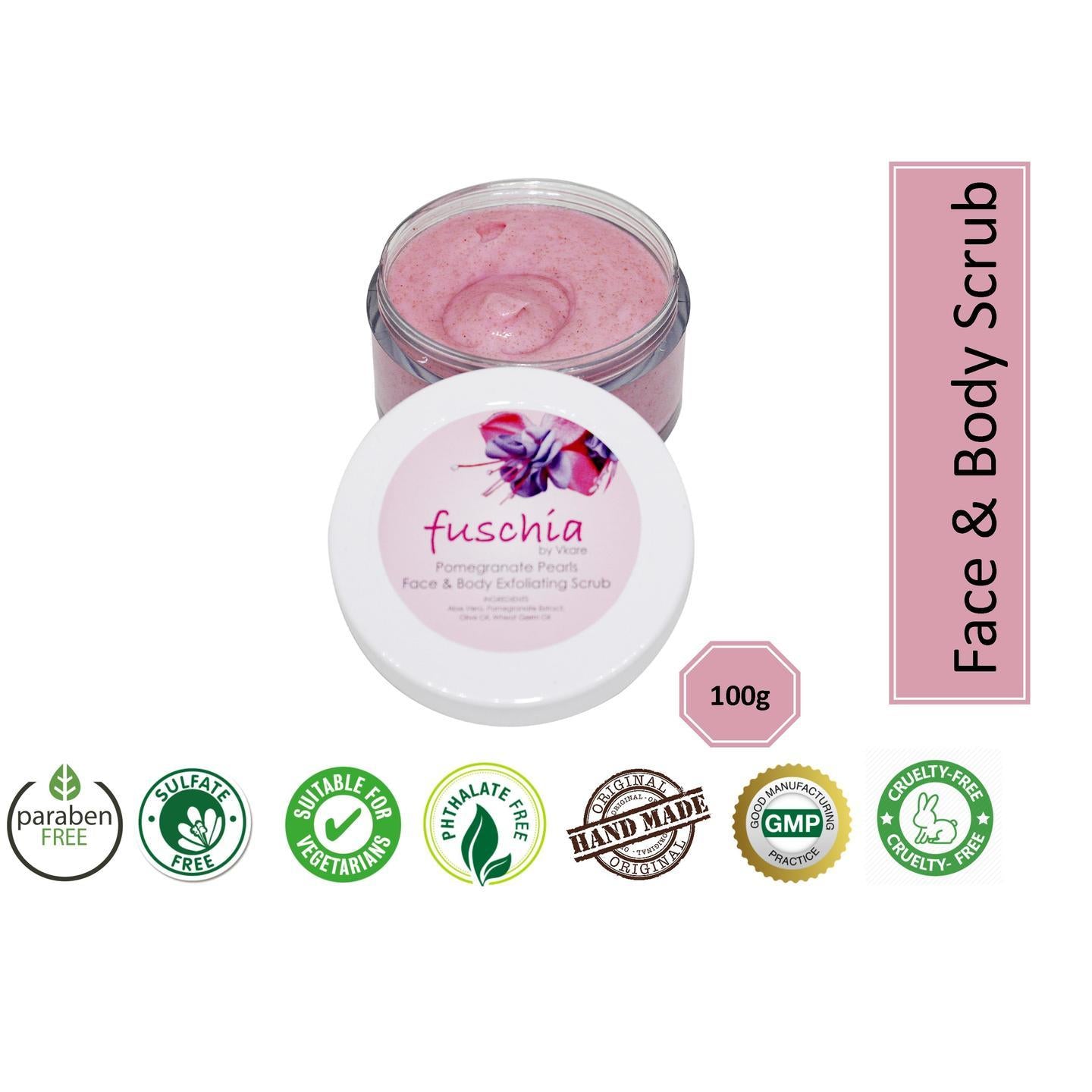 Fuschia - Pomegranate Pearls - Face & Body Exfoliating Scrub - 100g