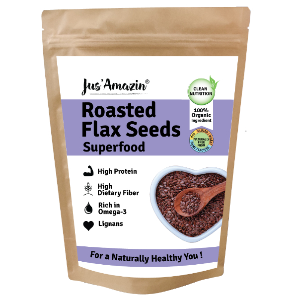 Jus Amazin Roasted 100% Organic Flax Seeds (250g) | Single Ingredient